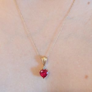 10k gold diamond and ruby heart necklace